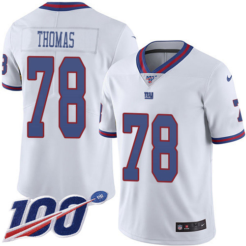 Nike Giants #78 Andrew Thomas White Youth Stitched NFL Limited Rush 100th Season Jersey